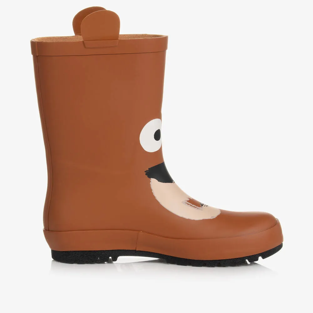 Teen Boys Brown Bear Rain Boots