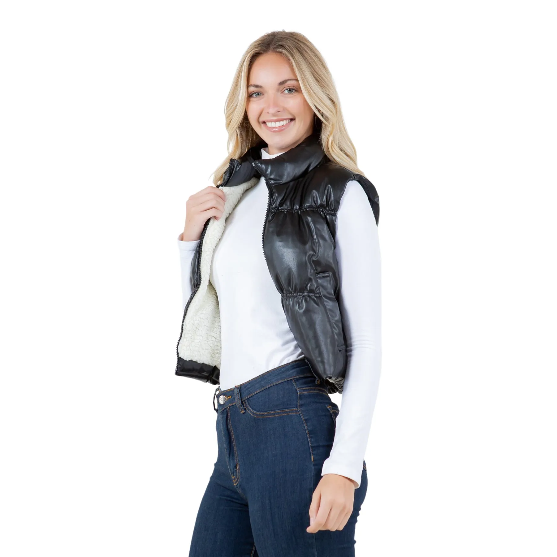 Vegas Leather Puffer Vest