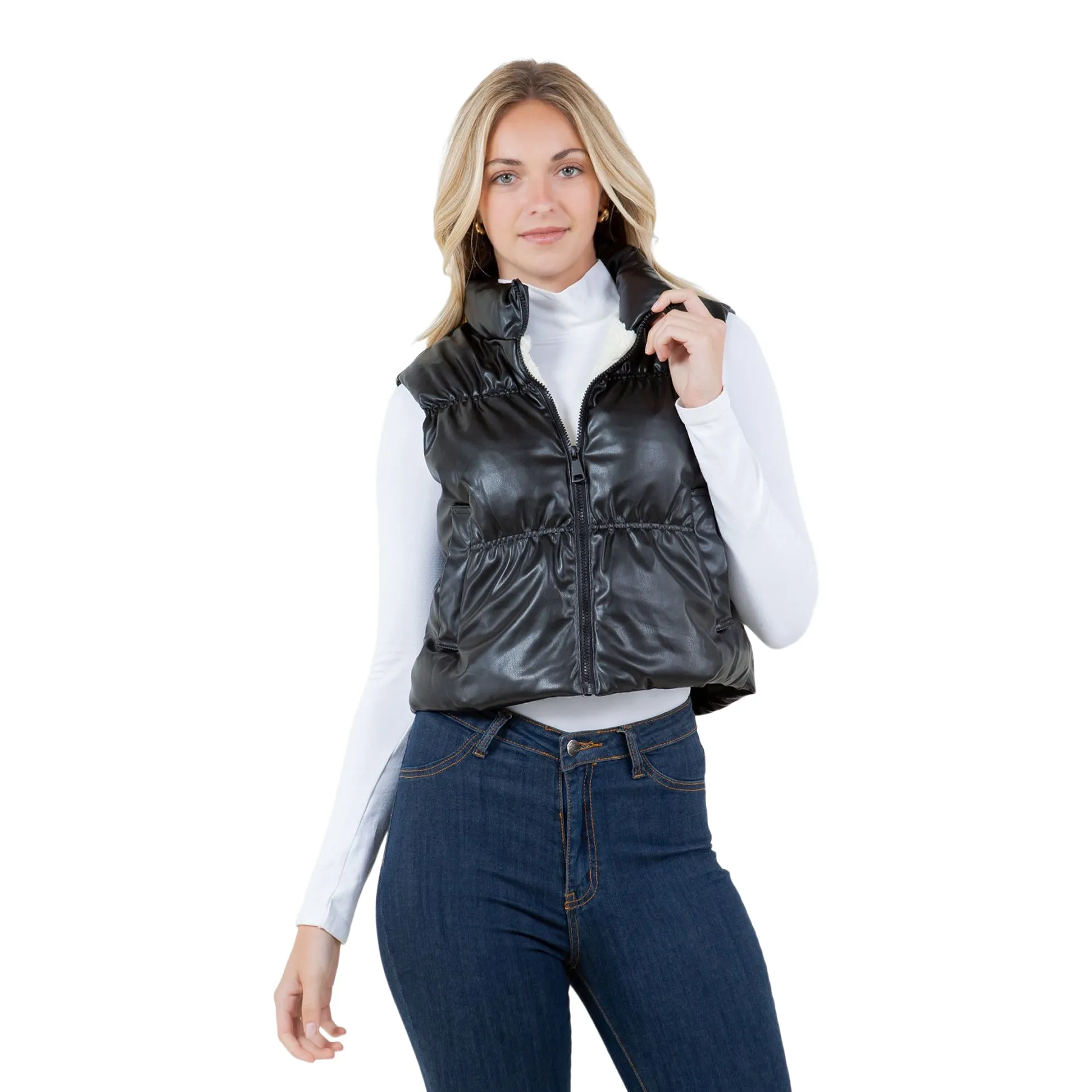 Vegas Leather Puffer Vest