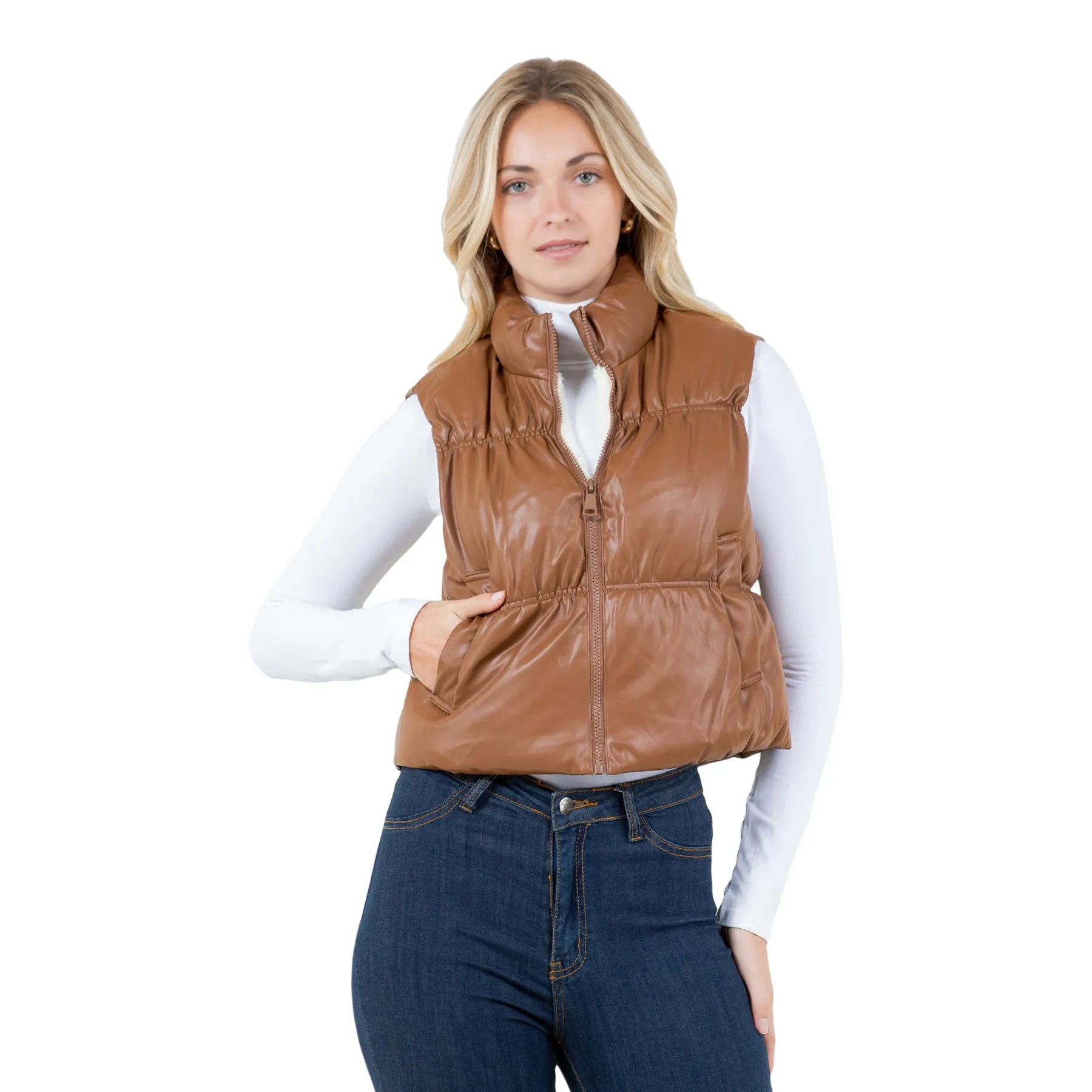 Vegas Leather Puffer Vest