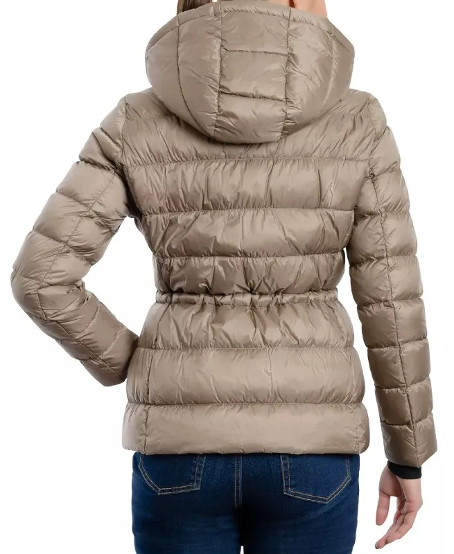 Women’s Hooded Taupe Puffer Coat - The Puffer Jackets