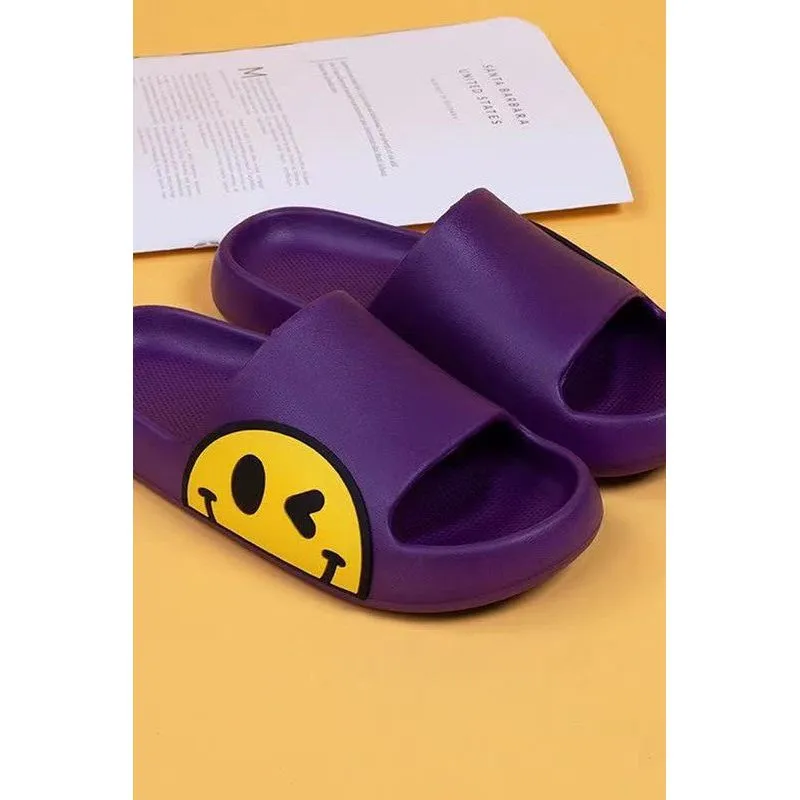 womens smile face comfy rubber slippers